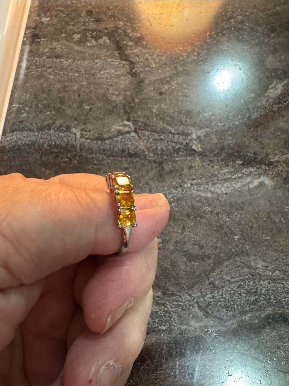 Yellow Cubic Zirconia Three-Stone Stackable Ring